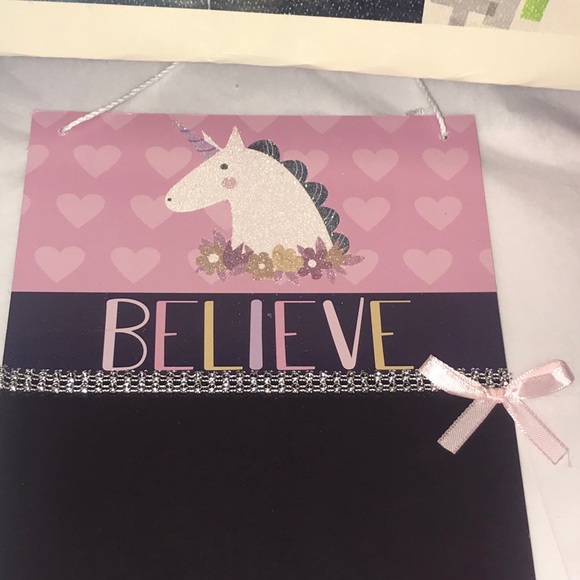 Unicorn "Believe" Hanging Write On Chalkboard - Picture 12 of 13